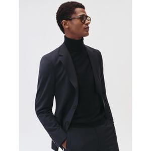 REISS Promise Wool-Blend Single-Breasted Suit Blazer in Navy